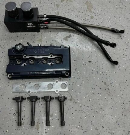B series Valve Cover w Bungs Catchcan with lines