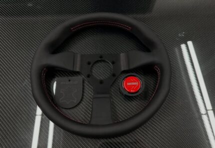omo Monte Carlo Steering Wheel 320MM Leather w/ Red Stitching